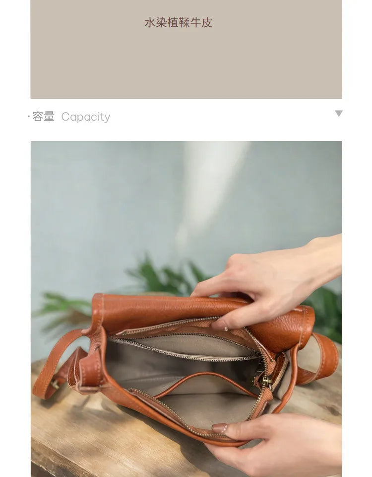 Genuine Leather Retro Saddle Crossbody Bag