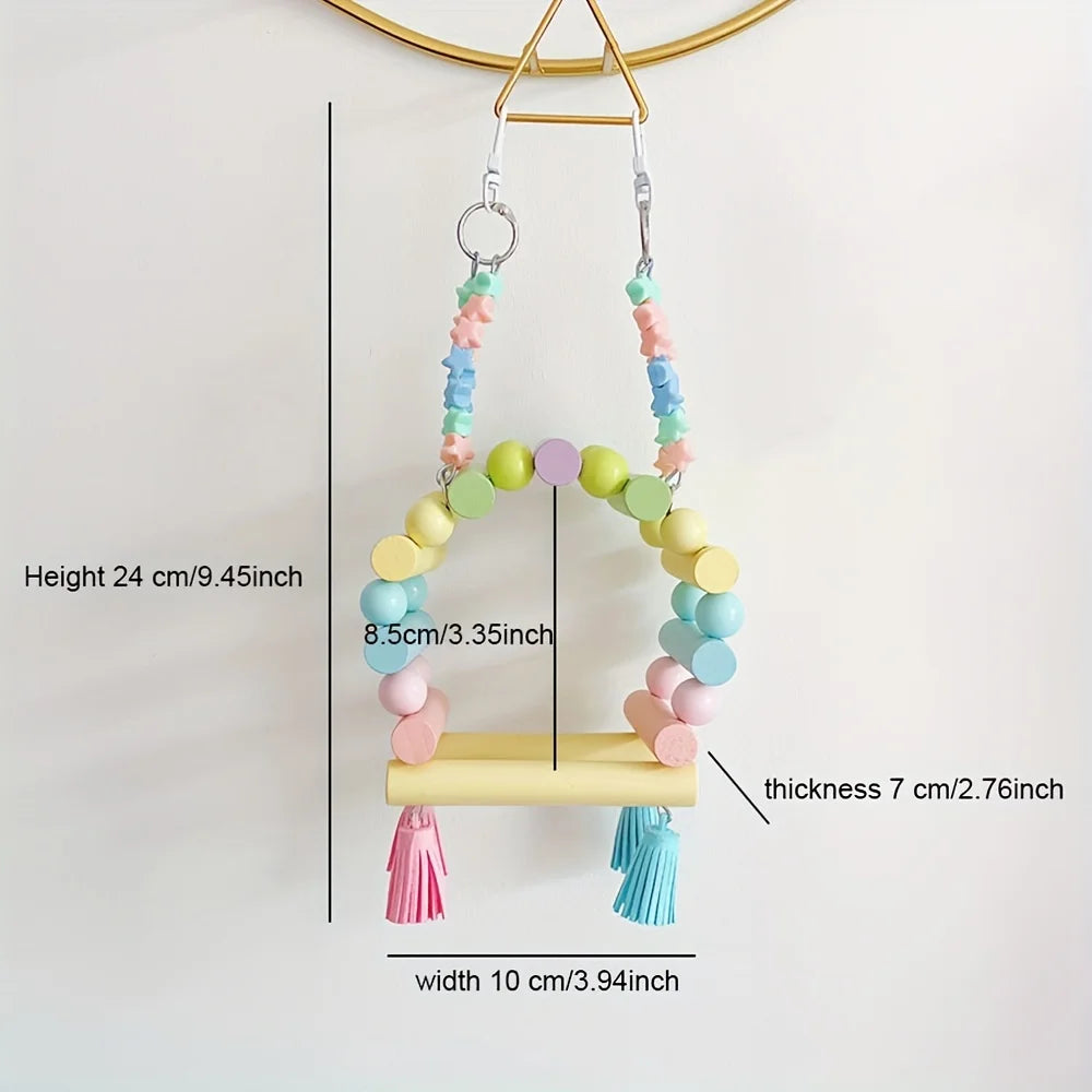 Wooden Bird Climbing Ladder & Hanging Play Toy