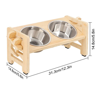 Adjustable Elevated Pet Feeder with Stainless Steel Bowls