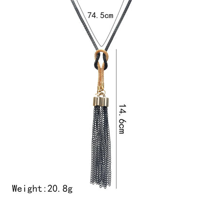 Women Long Tassel Pendant Necklace