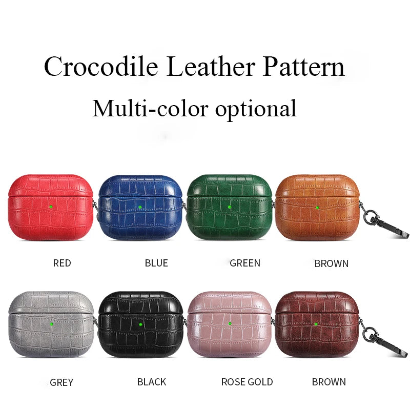 Luxury Crocodile Leather Hard Earphone Case For Airpods 3 Pro 2 1