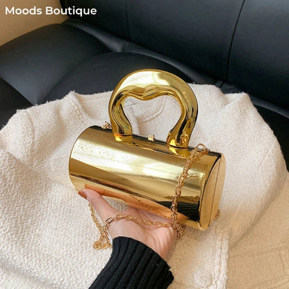 Golden Cylinder Evening Clutch
