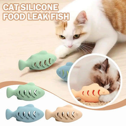 Interactive Silicone Fish Treat Dispenser Cat Toy