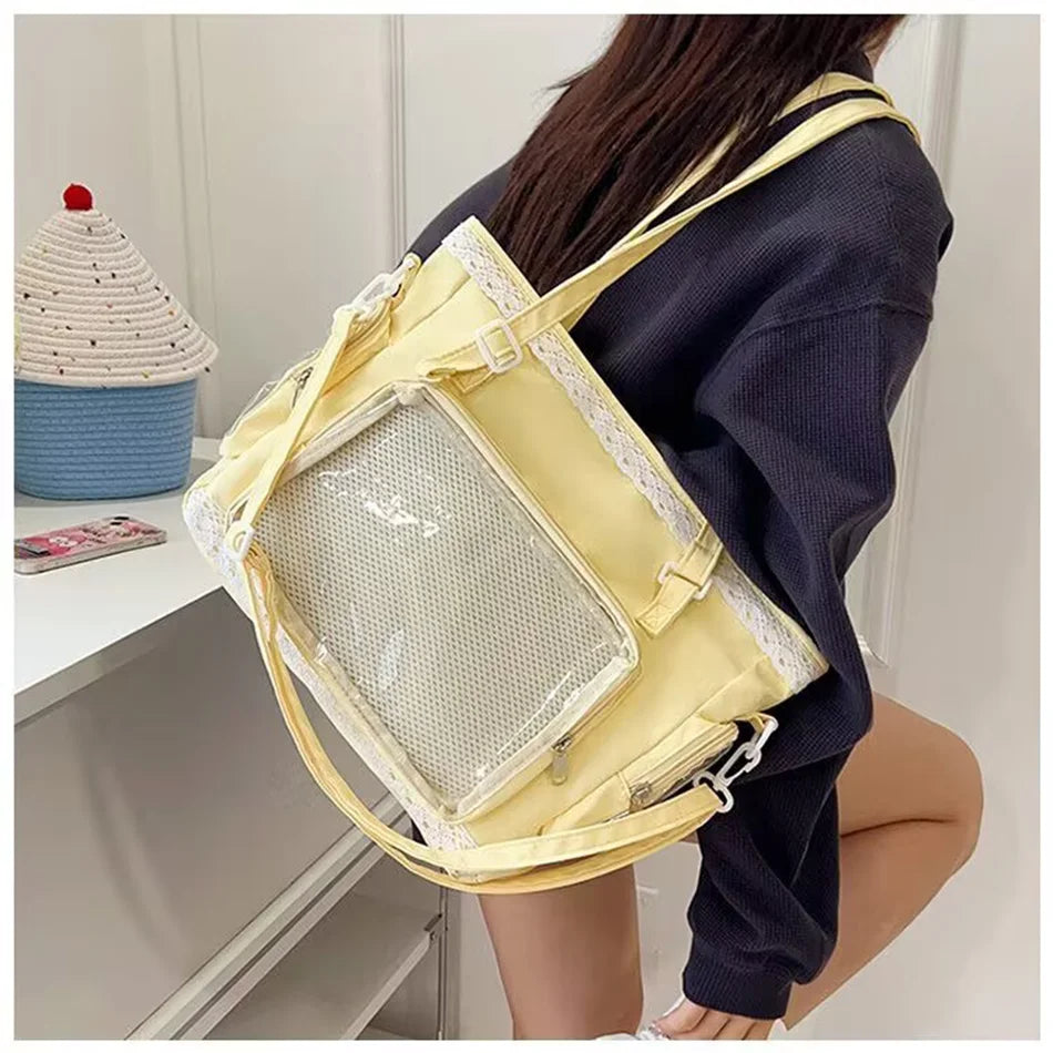 Large Canvas Ita Crossbody Tote Bag