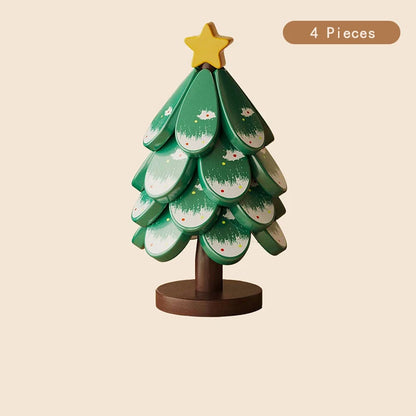Wooden Christmas Tree Trivet Set