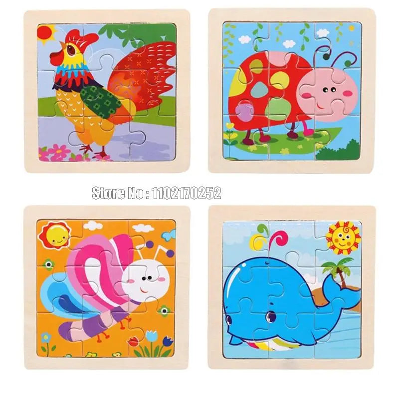 Mini Wooden 3D Puzzle Set for Kids