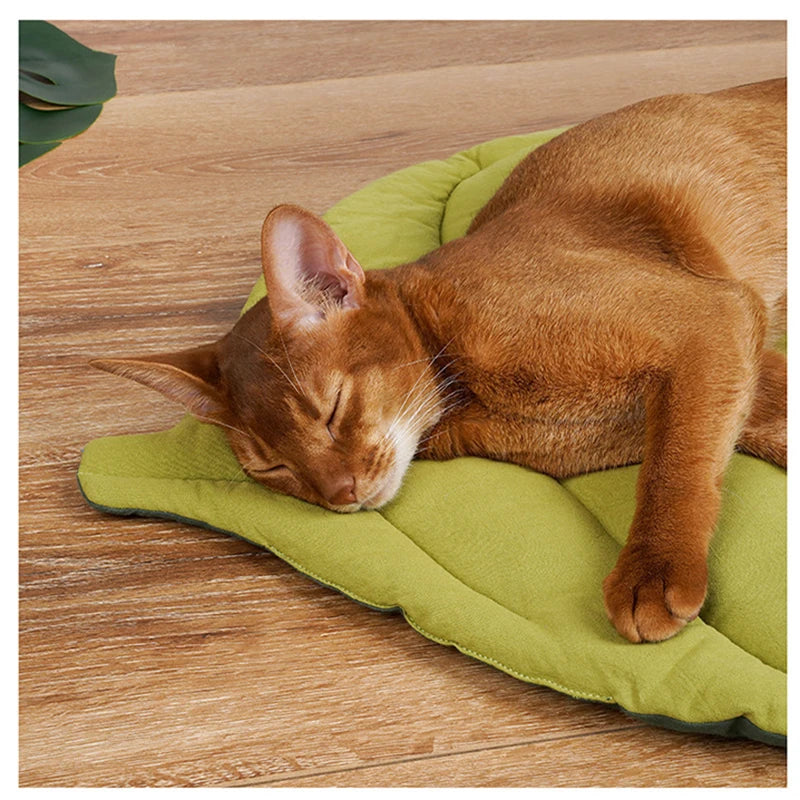 Leaf-Shaped Cotton Pet Bed Mat