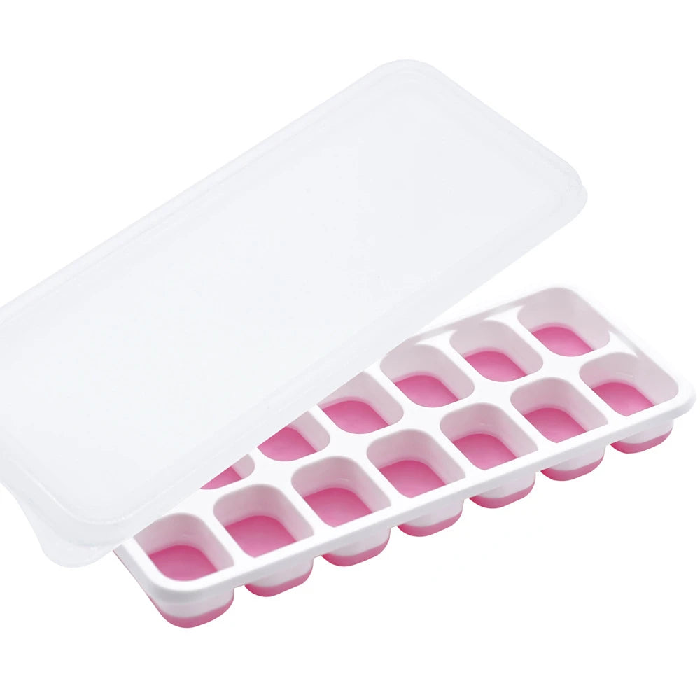 14-Grid Silicone Ice Cube Tray with Lid