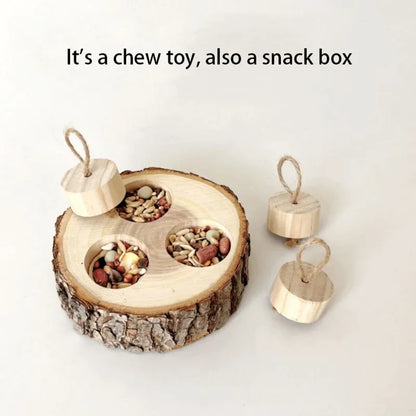 Wooden Hamster Foraging Toy & Chew Snack Box