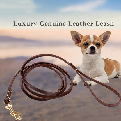 Genuine Leather Dog Leash for Small & Medium Pets