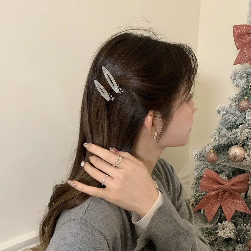 Acetate Hollow Oval Hair Clips Set