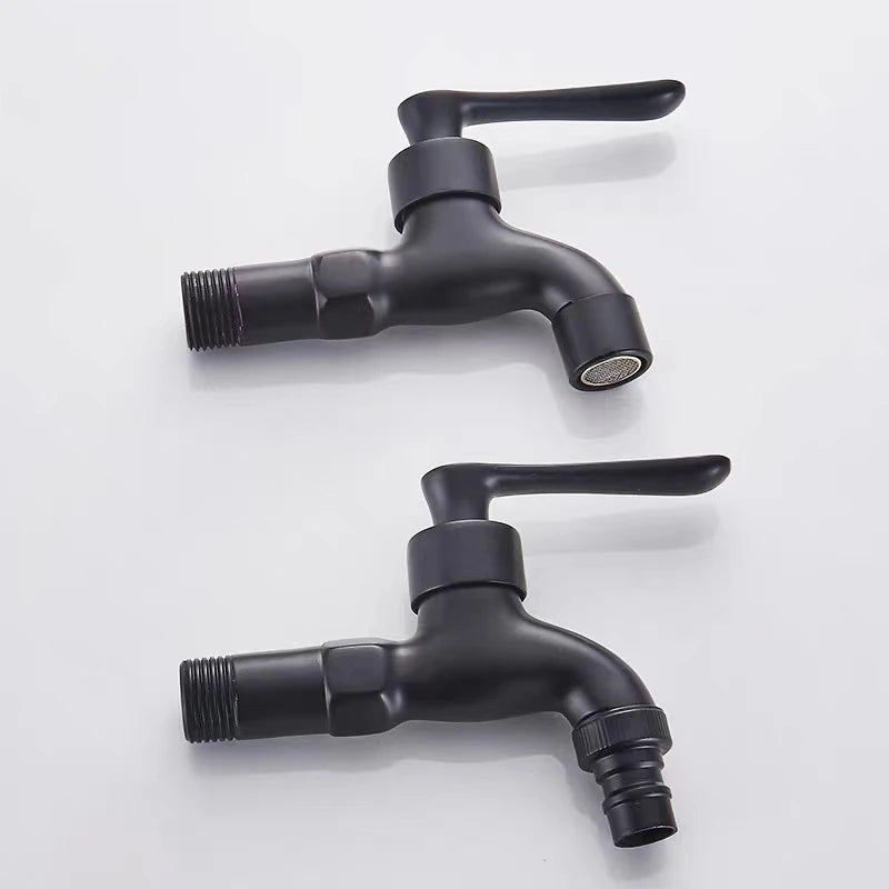 Black Wall Mounted Washing Machine Tap