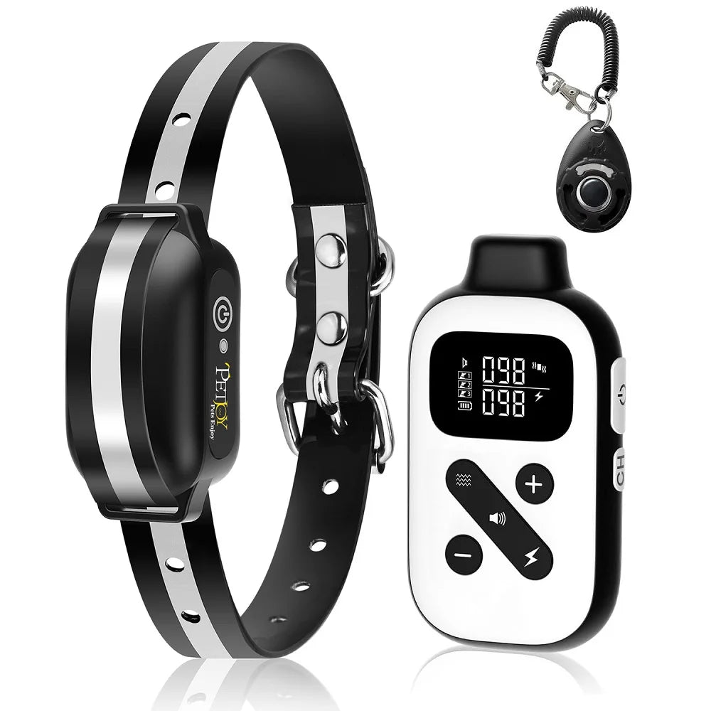 IPX7 Waterproof Remote Dog Training Collar with Auto Anti-Bark Mode