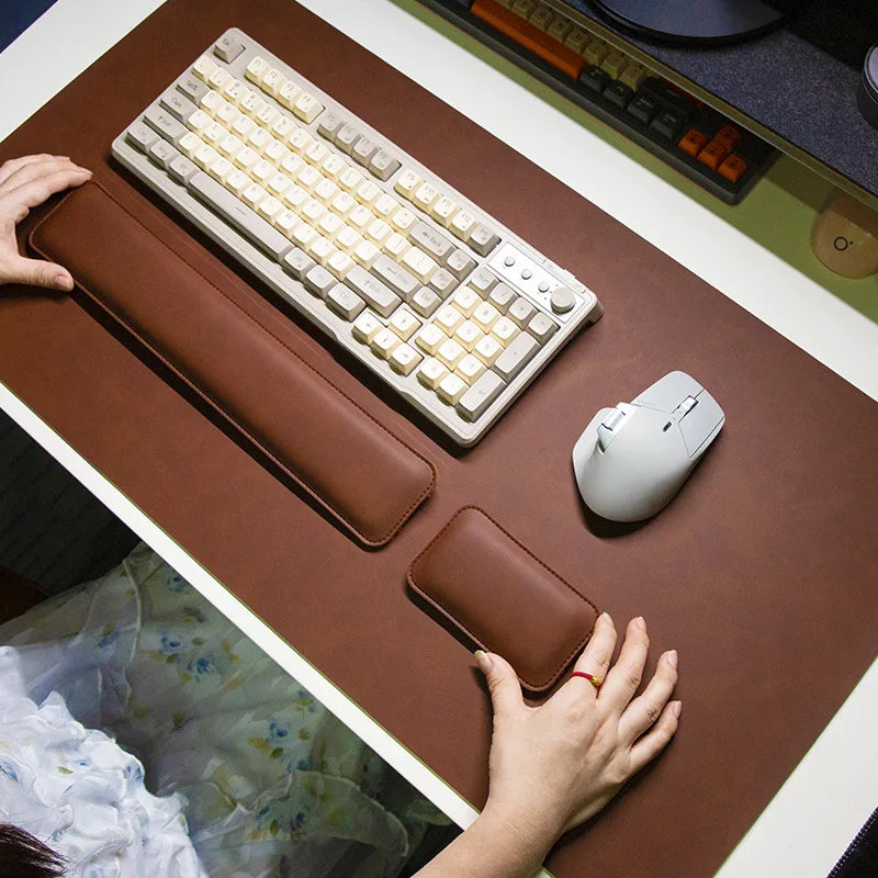 Waterproof PU Leather Desk Mat with Wrist Rest