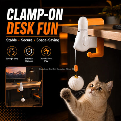 Automatic Interactive Cat Teaser Ball with Desk Clamp