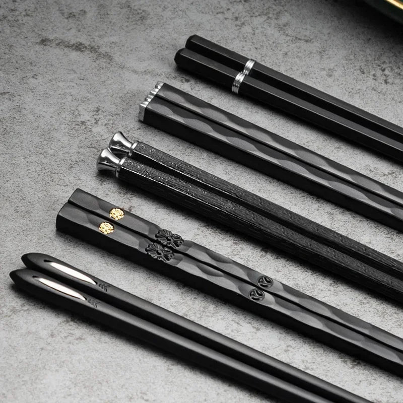 5 Pairs Stainless Steel Non-Slip Chopsticks Set