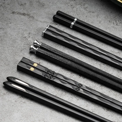 5 Pairs Stainless Steel Non-Slip Chopsticks Set