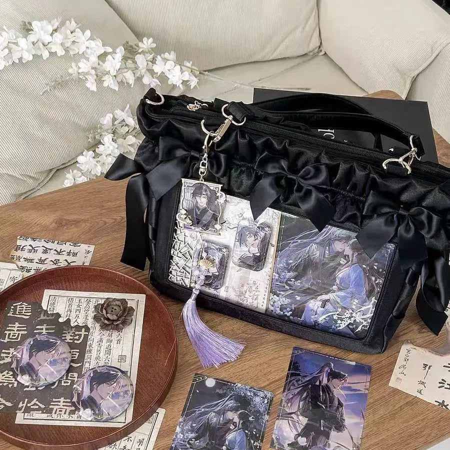 Y2K Bow Satin Crossbody Tote Bag