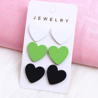 Acrylic Round Square Hexagonal Heart Stud Earrings