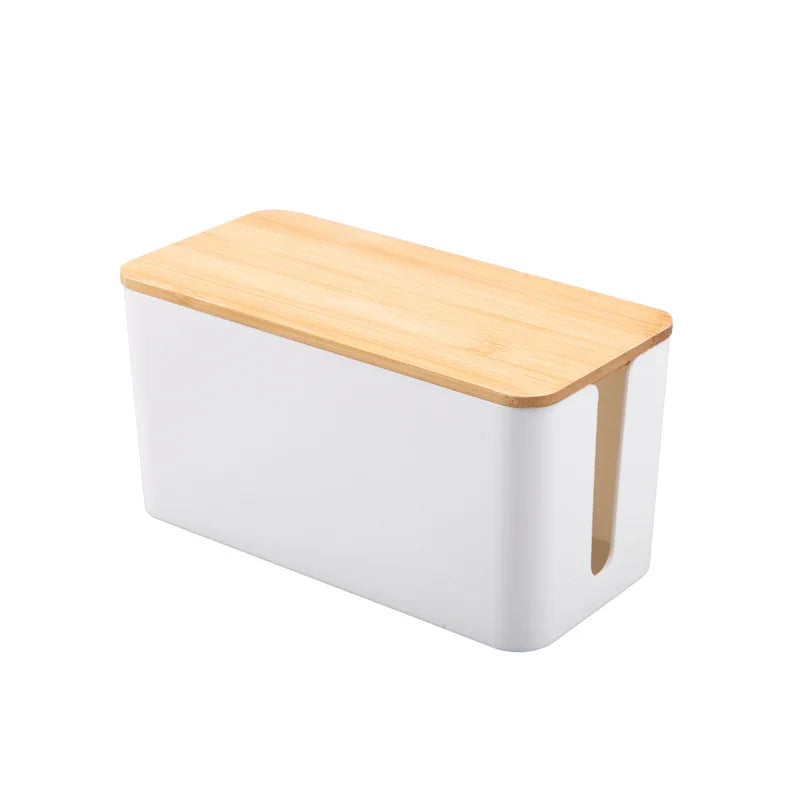 Bamboo Cable Management Storage Box