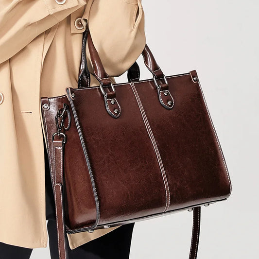 Genuine Leather Tote & Crossbody Handbag