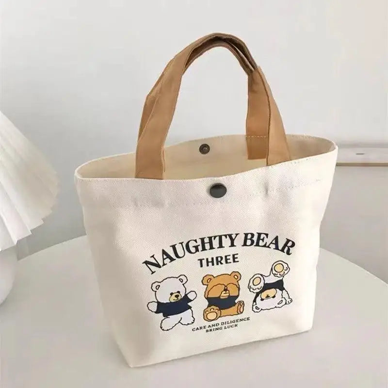 Cute Bear Canvas Mini Tote Bag