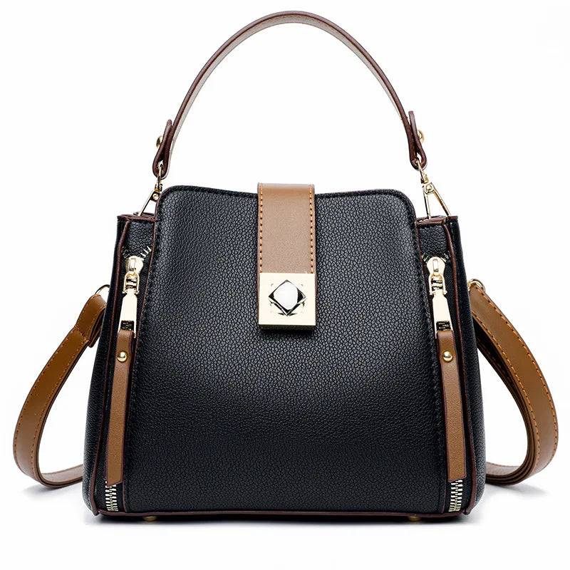 Small Designer-Style Shoulder Handbag with Zip Closure