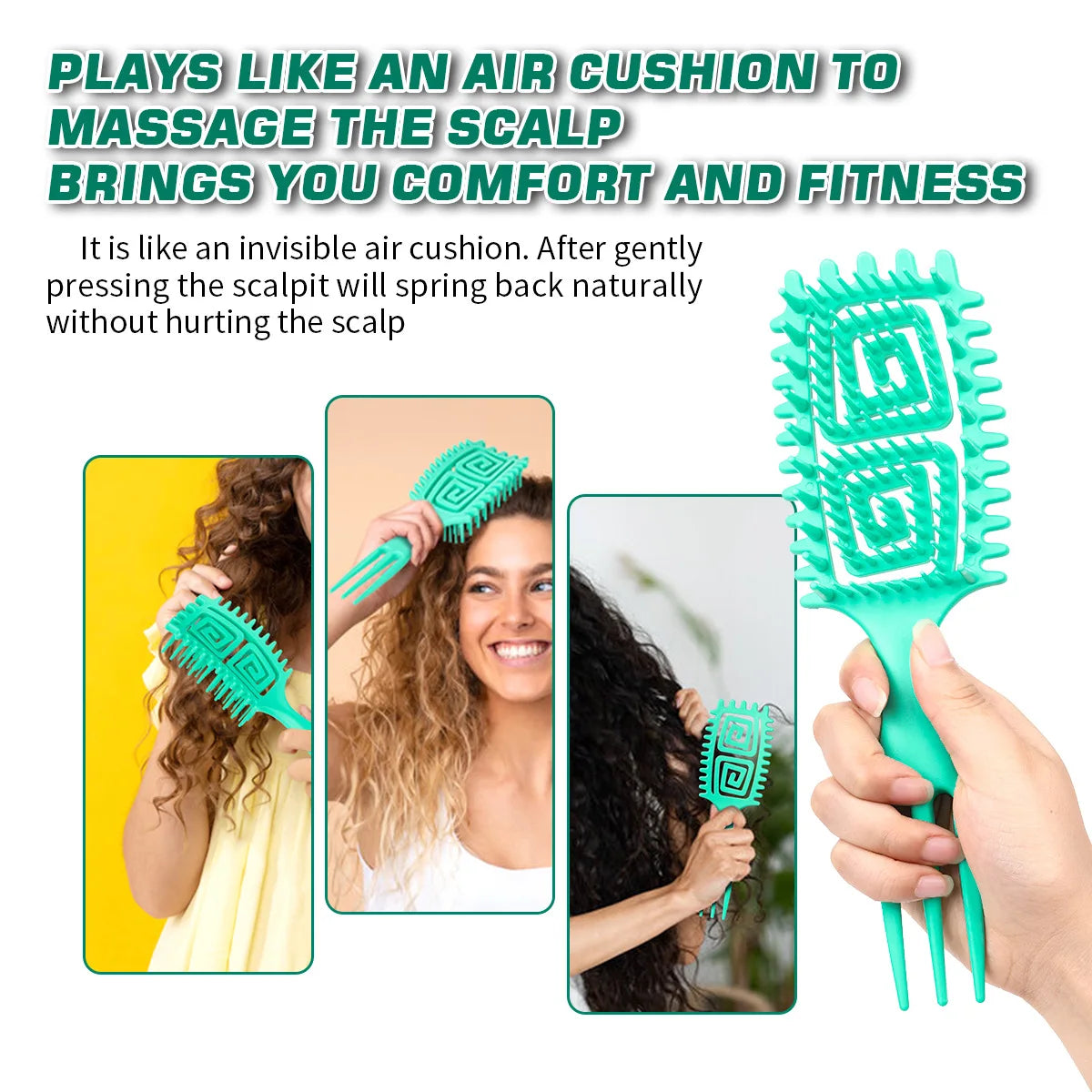 Curly Hair Detangling Brush with Scalp Massage