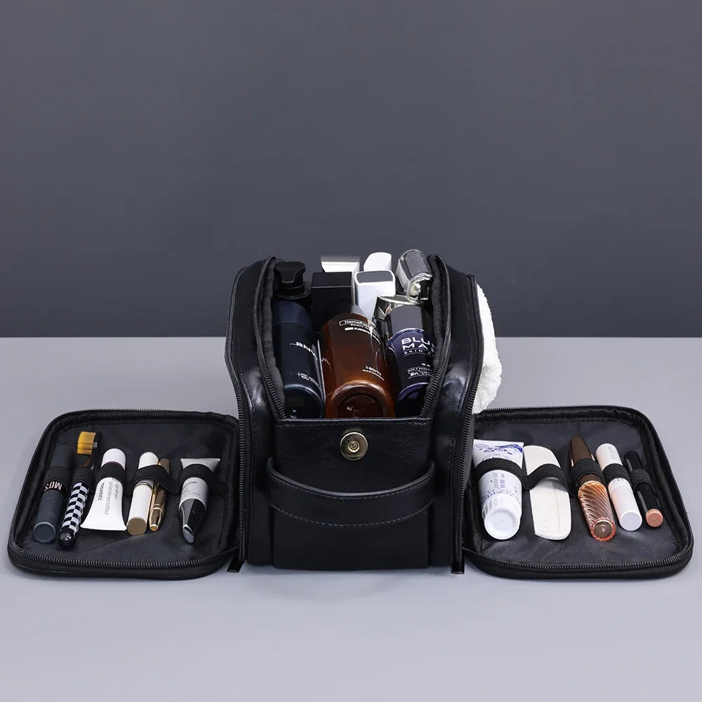 Travel PU Leather Toiletry Organizer Bag
