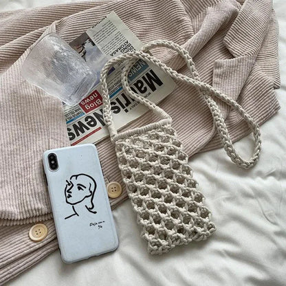 Women’s Woven Crochet Crossbody Phone Bag