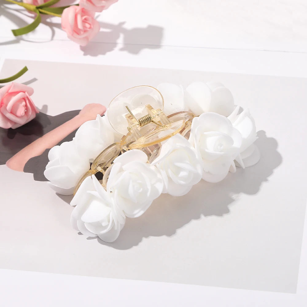 Pink Bubble Flower Hair Claw Clip