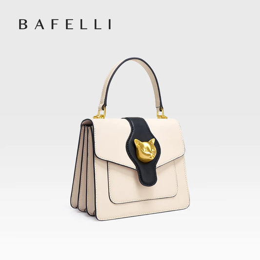 Genuine Leather Cat Lock Shopper Bag
