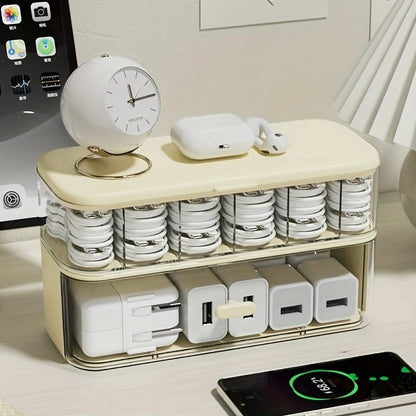 Cable Organizer Storage Box with 14 Wire Ties