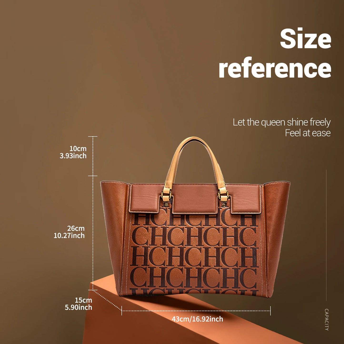 Large Capacity Embossed Tote Bag for Work, Office & Everyday Use