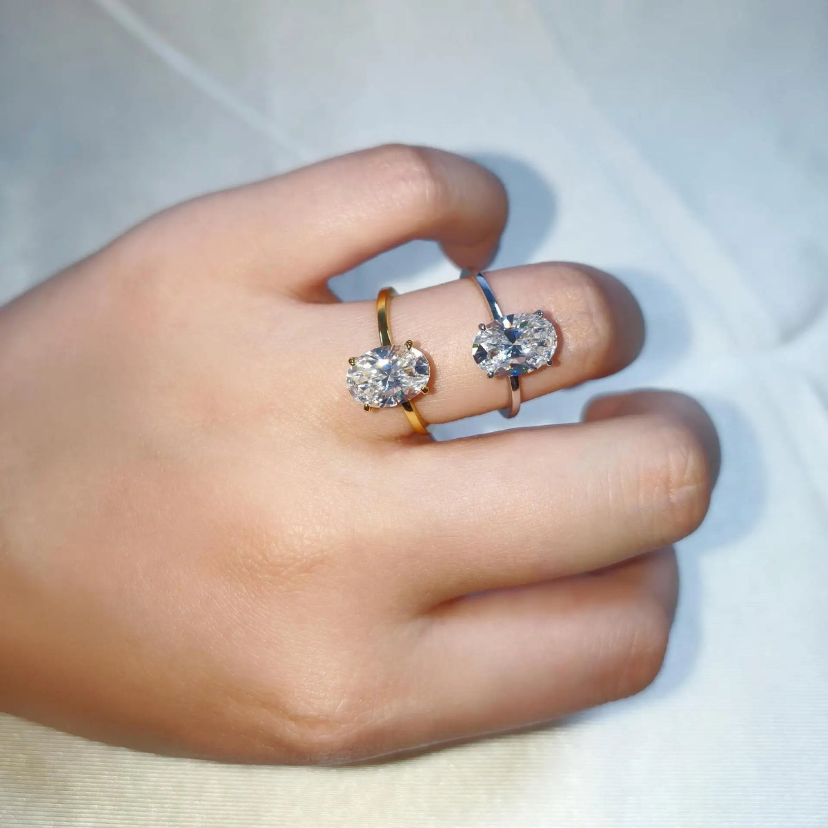 2.5CT Oval Moissanite Sterling Silver Ring