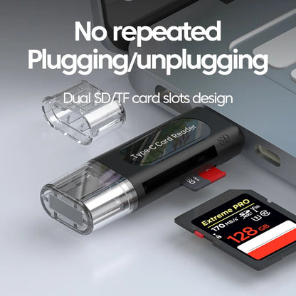 4-in-1 USB & USB-C SD/TF Card Reader