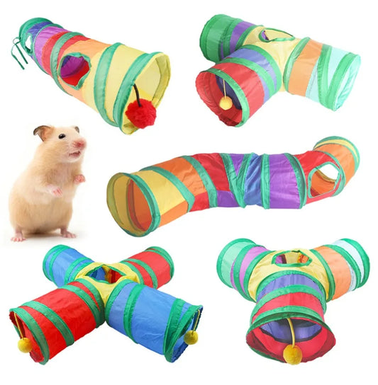 Rainbow Play Tunnel for Small Animal Exercise & Hideaway