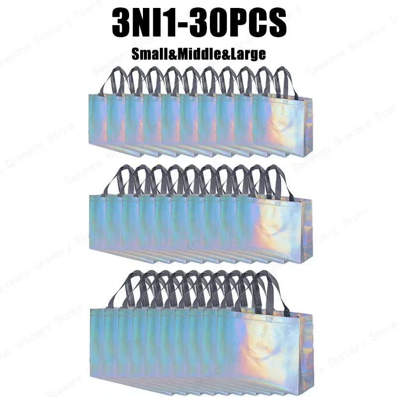 Large Capacity Reusable Holographic Shopper Bag