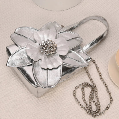 3D Floral PU Leather Bucket Handbag