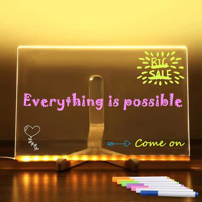 LED Acrylic Message Board with 7 Neon Markers