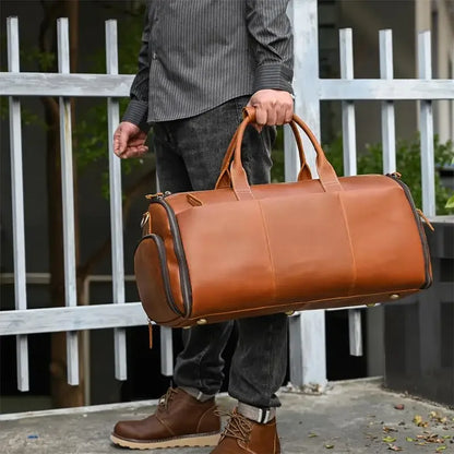 Crazy Horse Leather Travel Bag for Suits