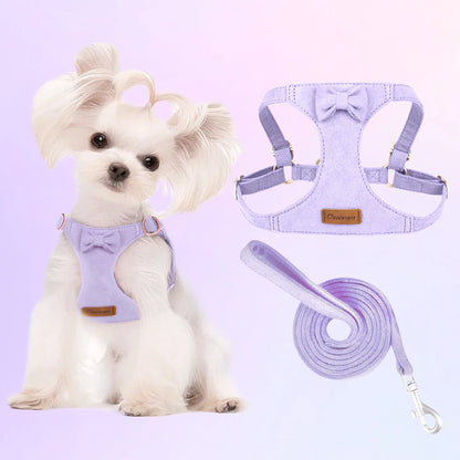 Premium Suede Dog Harness & Leash Set for Small Dogs