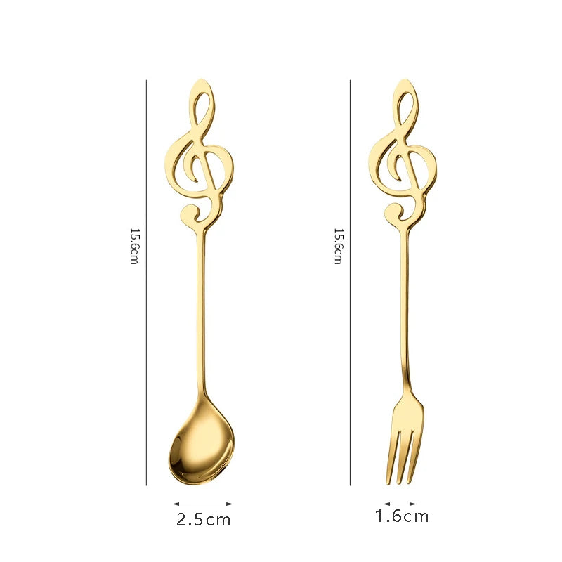 Musical Note Stainless Steel Spoon & Fork Set