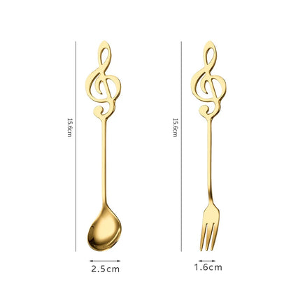 Musical Note Stainless Steel Spoon & Fork Set