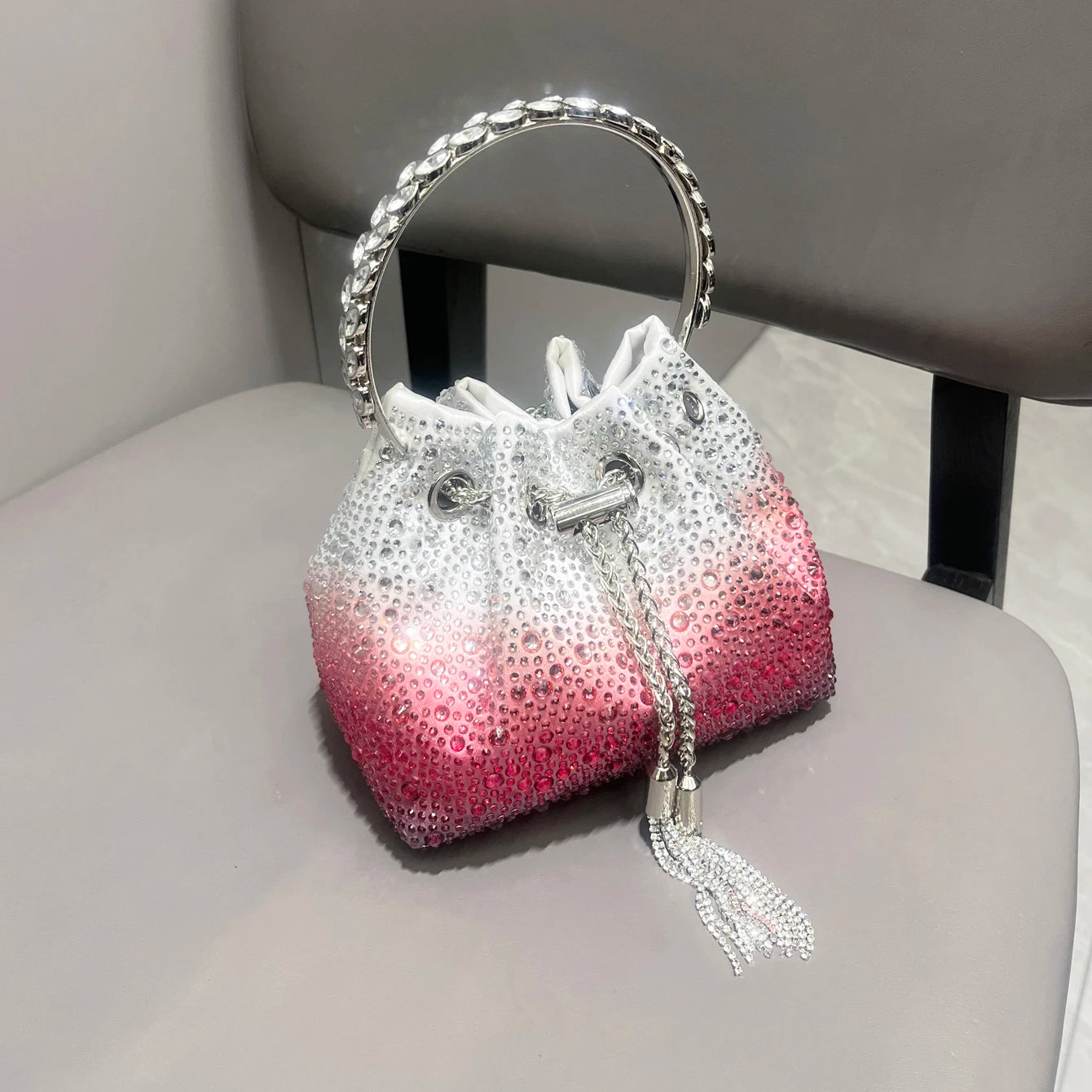 Luxury Rhinestone Bucket Evening Bag