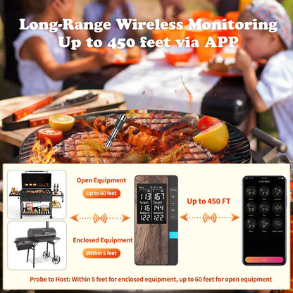 Wireless Bluetooth Meat Thermometer with LED Display