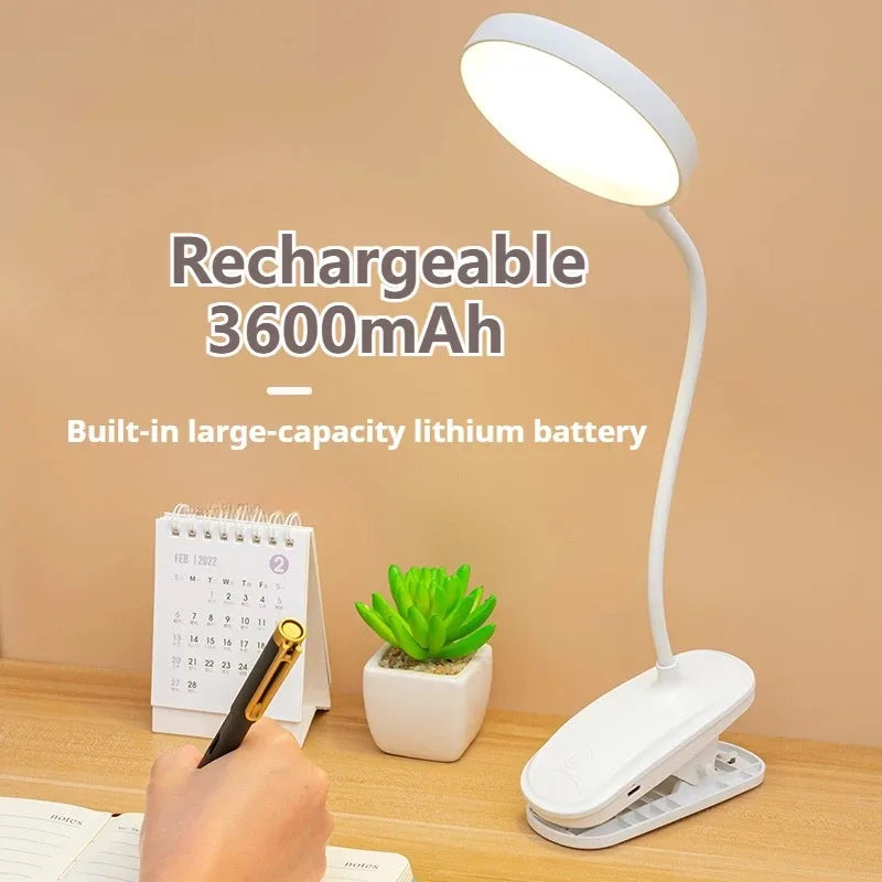 Rechargeable LED Desk Lamp with Folding Clamp