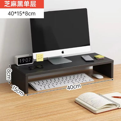 Wooden Monitor Stand with Storage Shelf