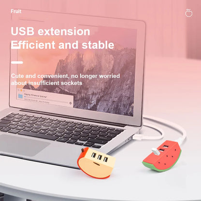 3-Port USB 2.0 Expansion Hub – Cartoon Fruit Design
