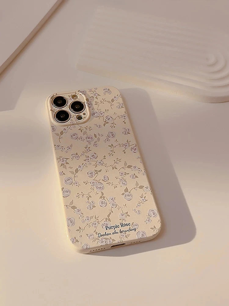 Retro Floral Pattern Cover Case for iPhone 16 15 14 13 12 11 Pro Max Plus